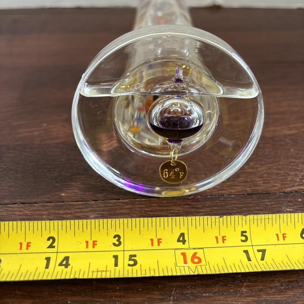 Galileo Thermometer Sink Glass Orb Floating Glass Bubbles 13" Tall Free Standing - Picture 7 of 7